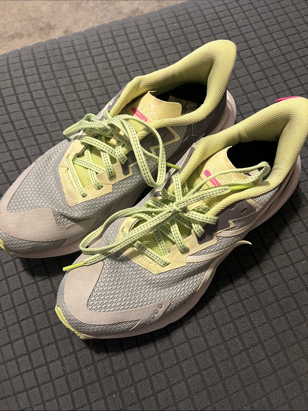 Women's Diadora Gray and Lime Athletic Sneakers - Lightweight Comfort